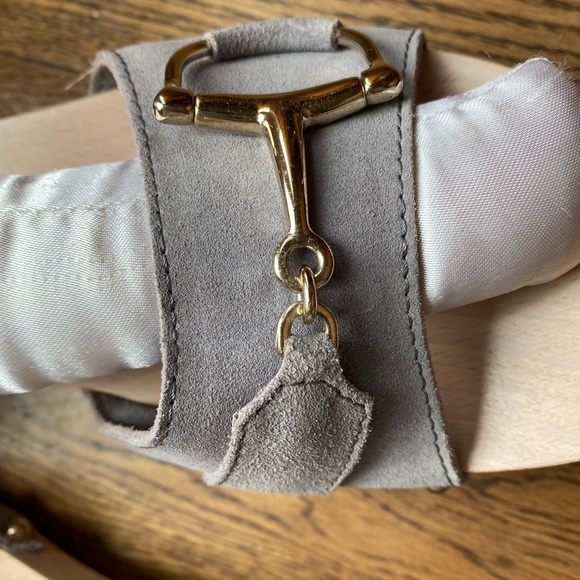 Gucci Blue Suade Horsebit Clog Sandals - Picture 8 of 13